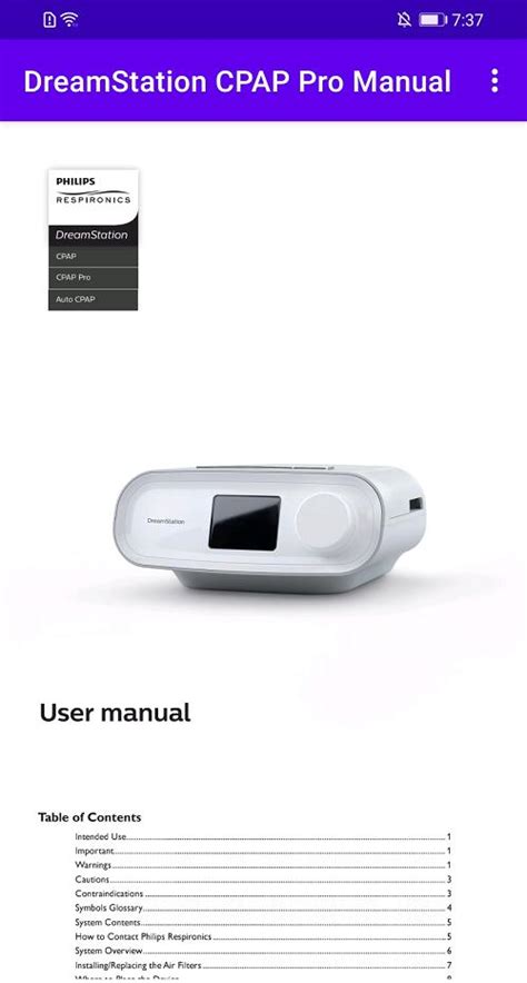 dreamstation cpap pro manual